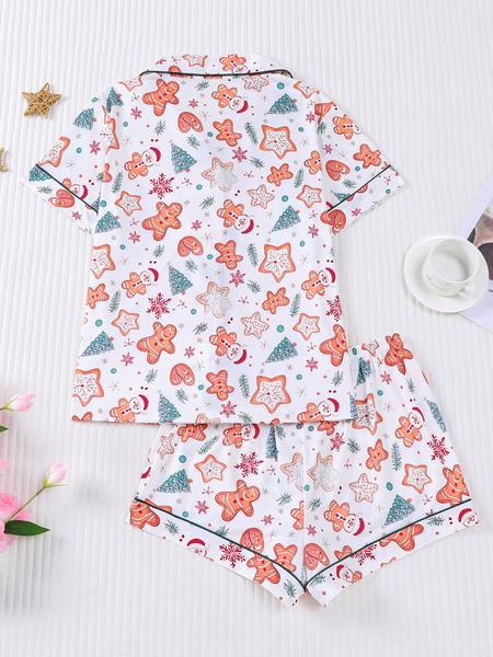 Women's Christmas Pajama Set, Cute Gingerbread Man