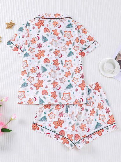 Women's Christmas Pajama Set, Cute Gingerbread Man