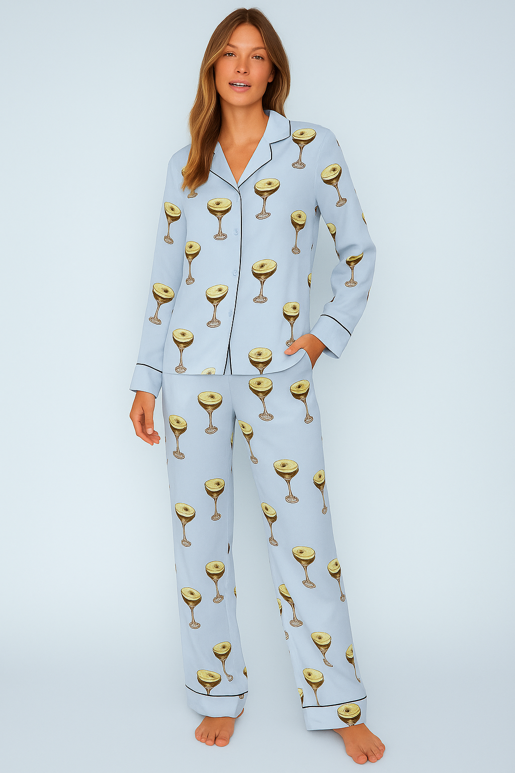 Espresso Martini Satin Pajama Long Set for Women | Luxe Sleepwear & Loungewear