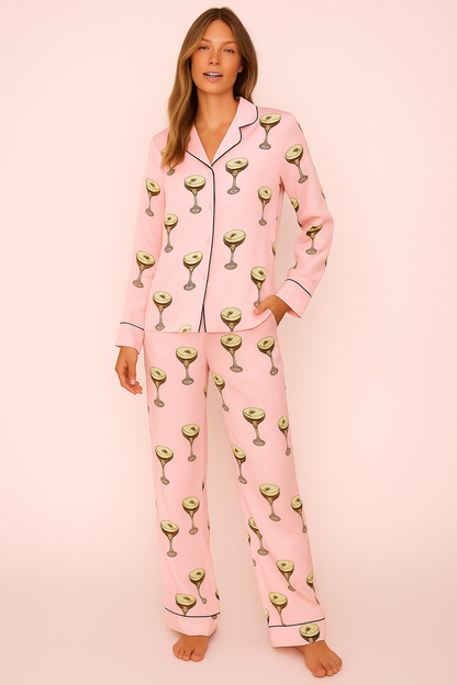 Espresso Martini Satin Pajama Long Set for Women | Luxe Sleepwear & Loungewear