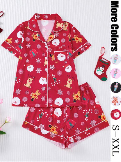 Women's Christmas Pajama Set, Cute Gingerbread Man