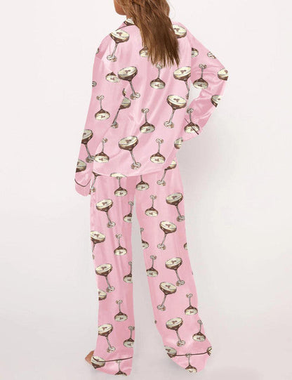 Espresso Martini Satin Pajama Long Set For Women Long