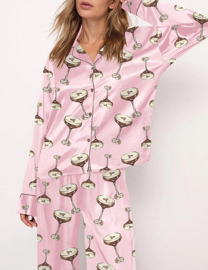 Espresso Martini Satin Pajama Long Set For Women Long