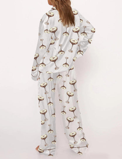 Espresso Martini Satin Pajama Long Set For Women Long