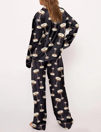 Espresso Martini Satin Pajama Long Set For Women Long