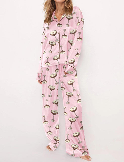 Espresso Martini Satin Pajama Long Set For Women Long